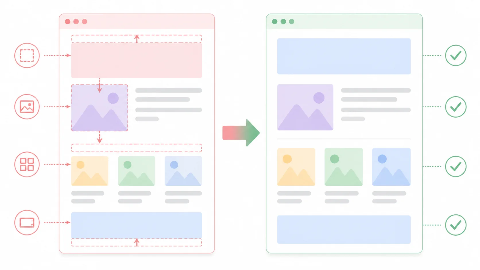 WordPress 页面通过预留空间减少布局位移的对比