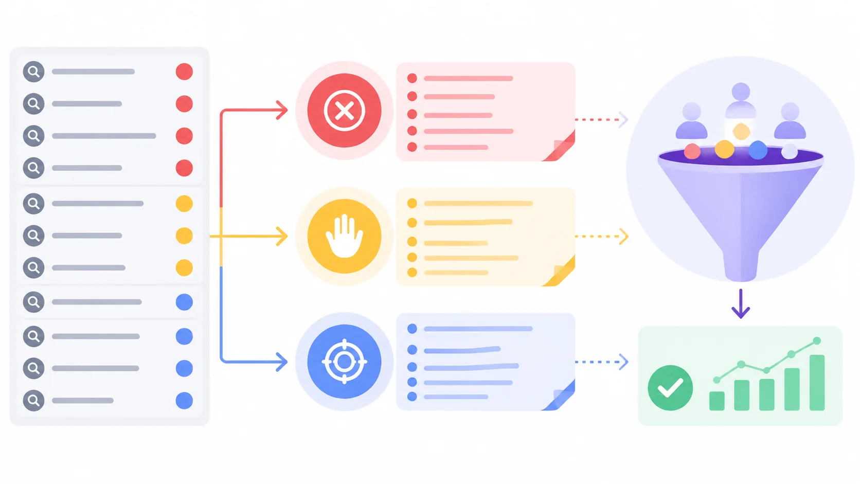否定关键词按无关词、低意图词和服务范围错误词分组