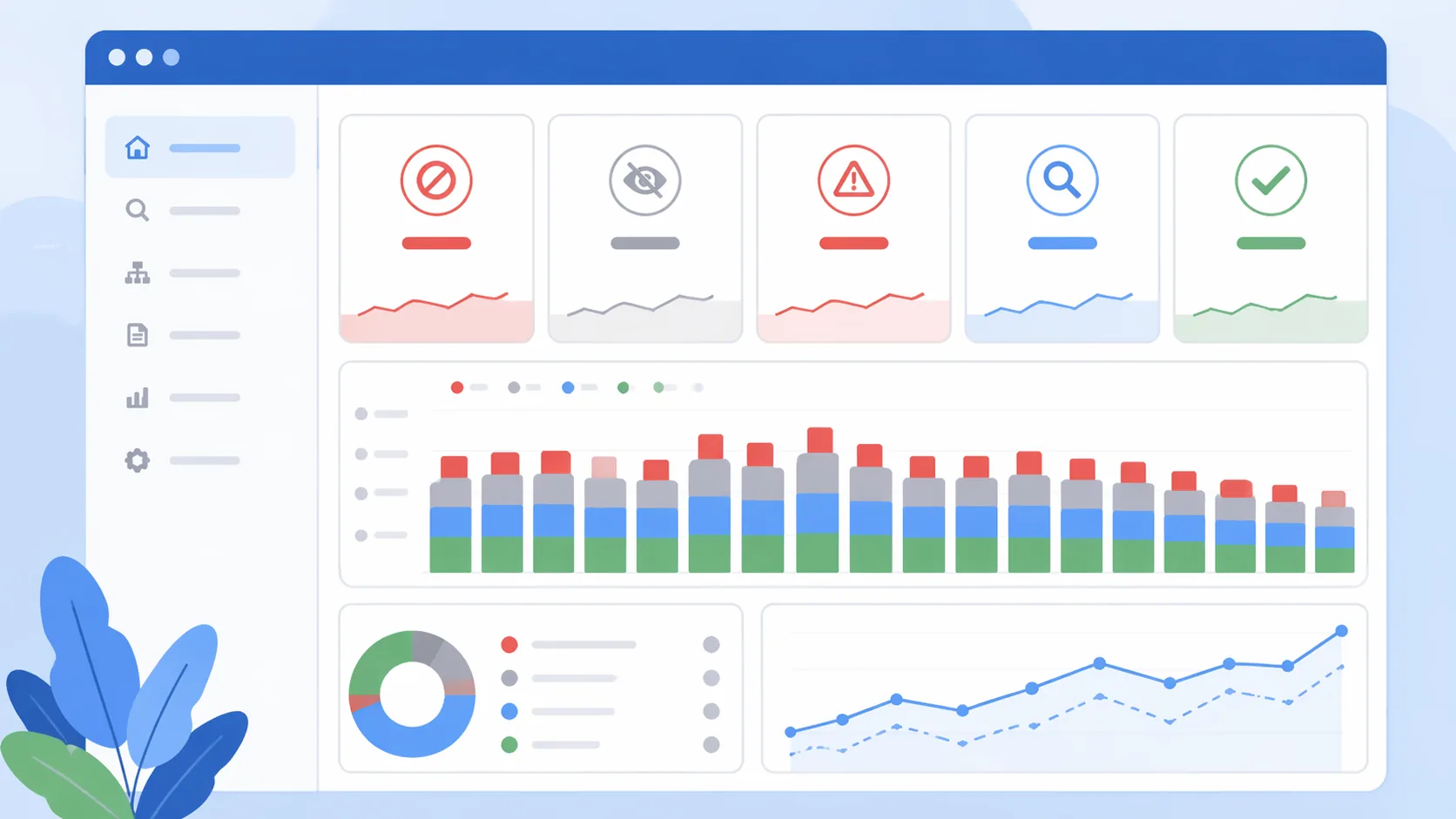GSC 网页索引报告排查状态示意图
