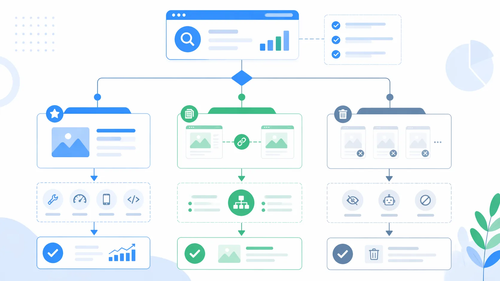 未收录页面修复合并放弃决策流程图