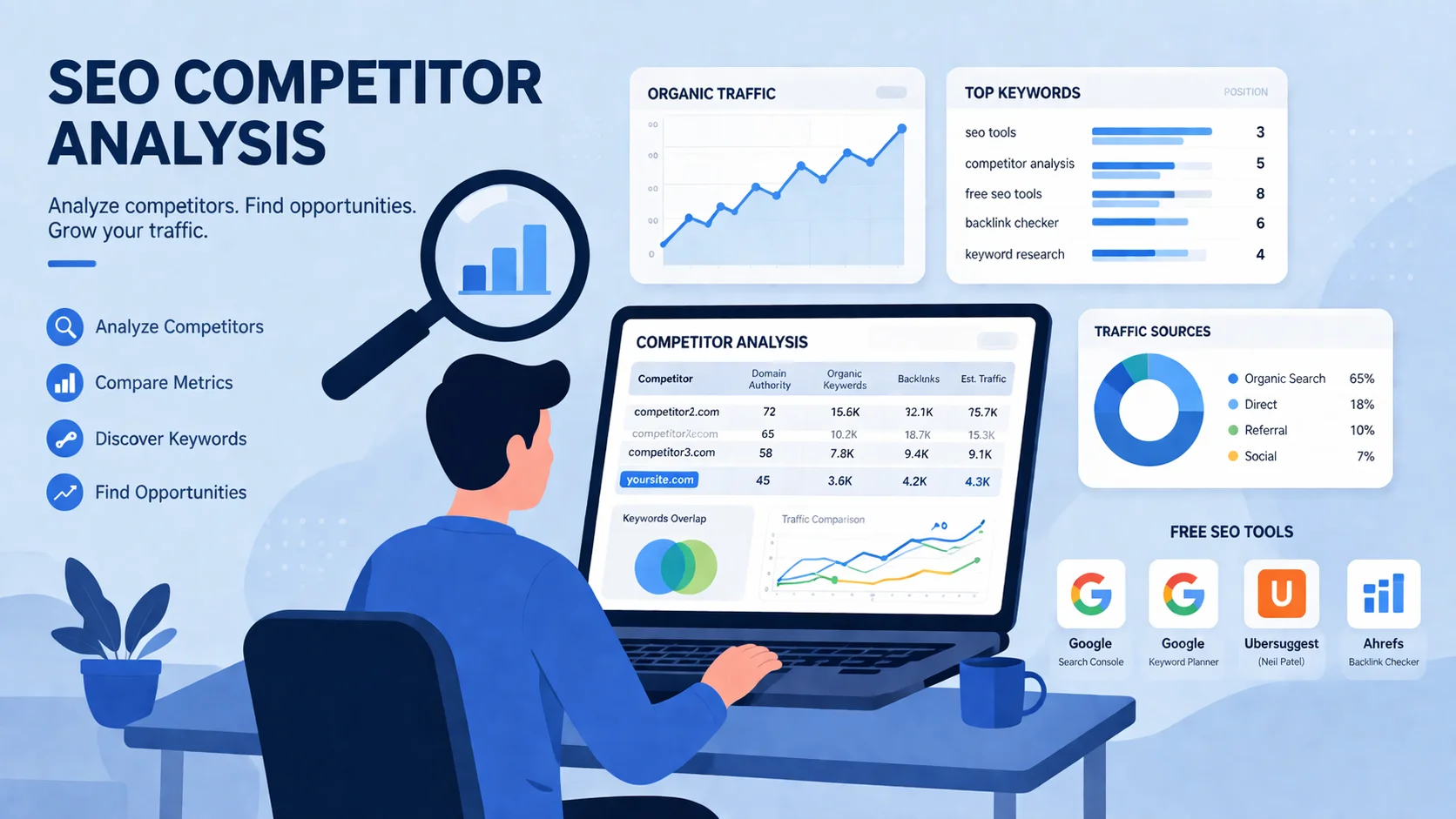 小站SEO竞品分析：5个免费工具+2小时实战框架（附30天行动清单）